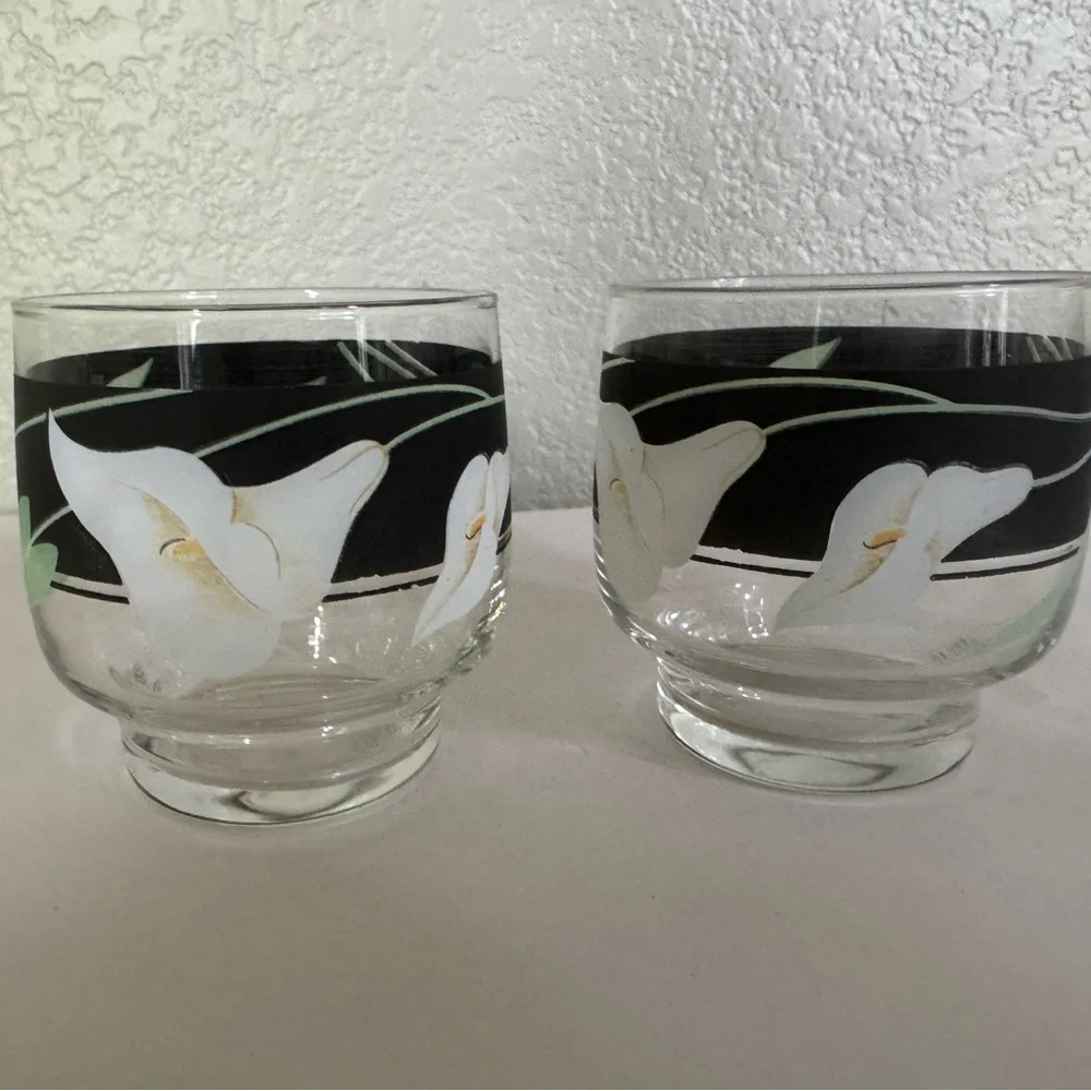 Set of TWO Sango Black Lillies Quadrille Tumblers